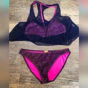 3 Piece Blue and Pink Bikini
